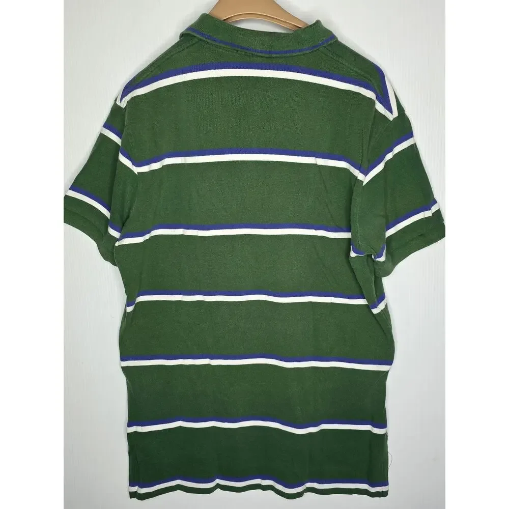 Polo Ralph Lauren Striped Polo Shirt Men’s Large Green Purple  Classic Cotton